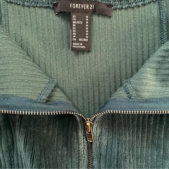 Forever 21 Green Corduroy Corset Top Zip Front Bustier Tank Y2K - Picture 8 of 9